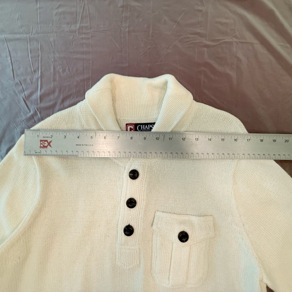 NWOT Chaps Y2K Vintage Cream V-Neck Sweater w/ Ribbed Collar Size Large - Picture 10 of 10